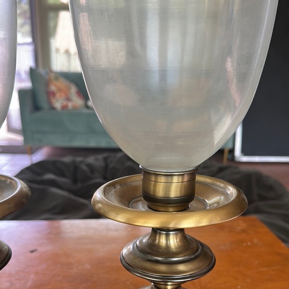 Vintage Brass Hurricane Candle holders Glass Chimney Regency Style - Picture 2 of 9